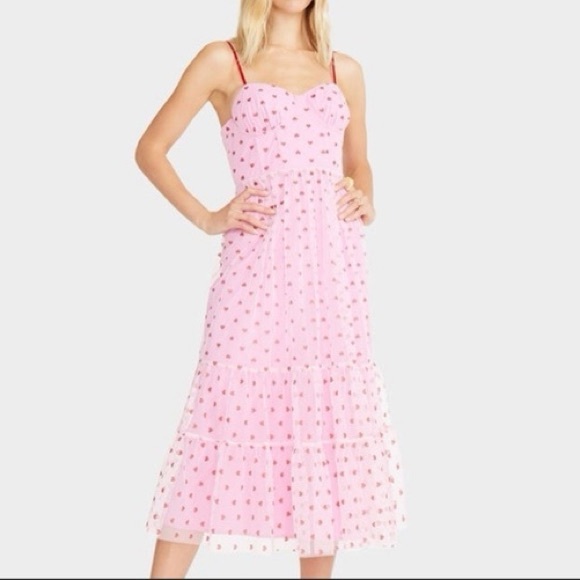 NWT VIRAL BETSEY JOHNSON Valentines Day Classically Pink Mesh Heart Dress TikTok - Picture 3 of 14